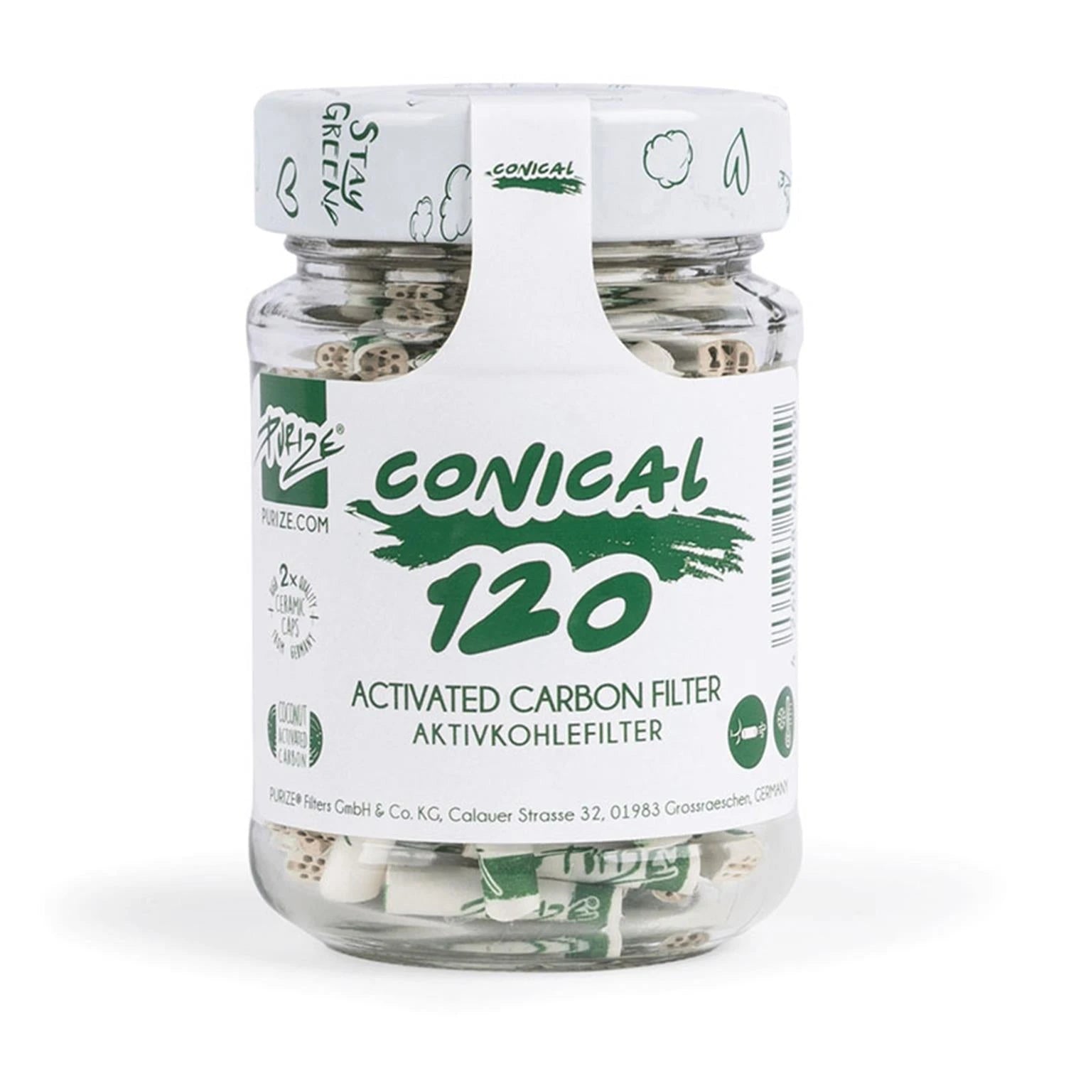 PURIZE Aktivkohlefilter Conical - konische Aktivkohlefilter (120 Stück) PURIZE